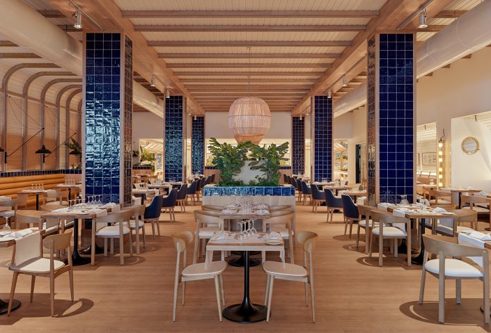 Photographs of the restaurant of H10 Porto Poniente hotel