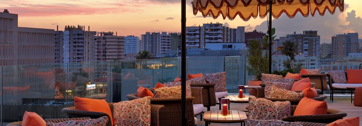 Photographs of the rooftop for H10 Croma hotel